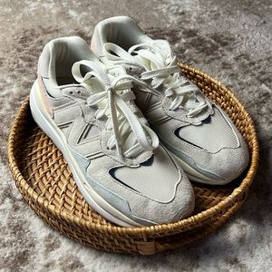 New Balance Sea Salt Vintage Rose Suede 57/40 Sneakers, Size 10
